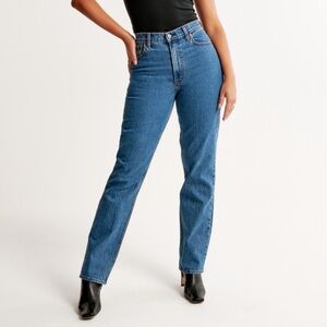 Abercrombie Curve Love 90s Straight Jean Ultra High Rise Dark Wash Size 27